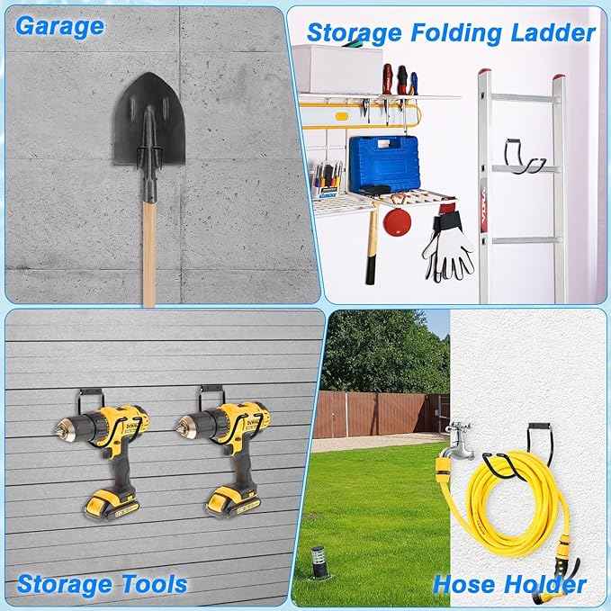 Garden Hose Holder Water Hose Hanger Wall Mounted,304Stainless Steel Solid Hose Hook Holds Up to 150Ft Garden Hose, Expandable Hose, Water Hose - Black Paint