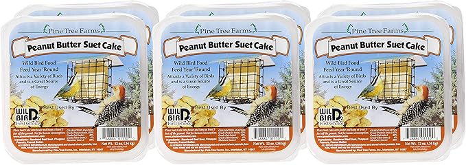 6 Pack Pine Tree Farms Peanut Butter Suet Cake Wild Bird Food 12 Ounce