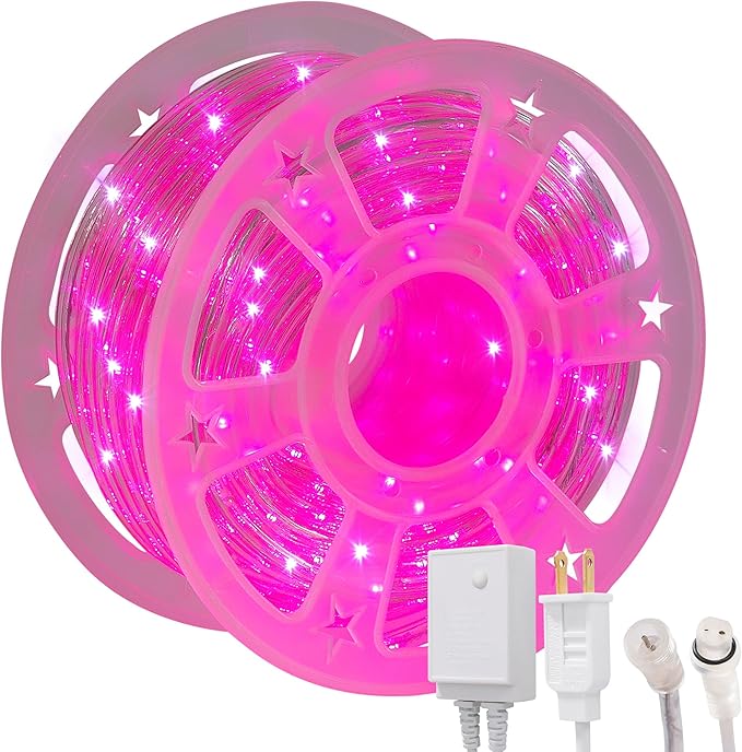Waterproof LED Rope Lights, Connectable & Flexible with 8 Modes, Outdoor Lighting for Deck, Garden, Pool, Patio & Christmas Decor (Pink, 100ft)