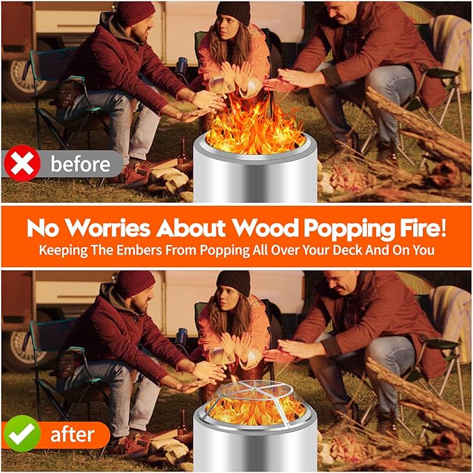 Fire Pit Spark Screen for Solo Stove Range Accessories, 15 Inch Range Shield 304 Stainless Steel Detachable Mesh Fire Pit Spark Protector with Grill Function and Removal Tools