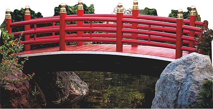 SP13314 Red Japanese Garden Bridge Over Pond Cardboard Cutout Standee Standup