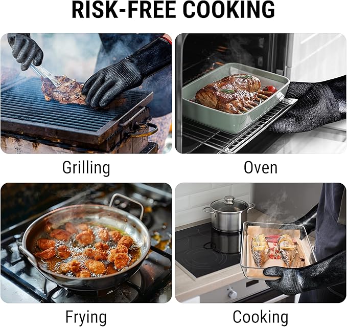 TempPro 932°F Heat Resistant BBQ Gloves, 17" Waterproof Oven & Grill Gloves, Oil & Slip-Resistant Neoprene Oven Mitts for BBQ, Fire Pit, Rotisserie, Smoker Accessories Gifts (Previously ThermoPro)
