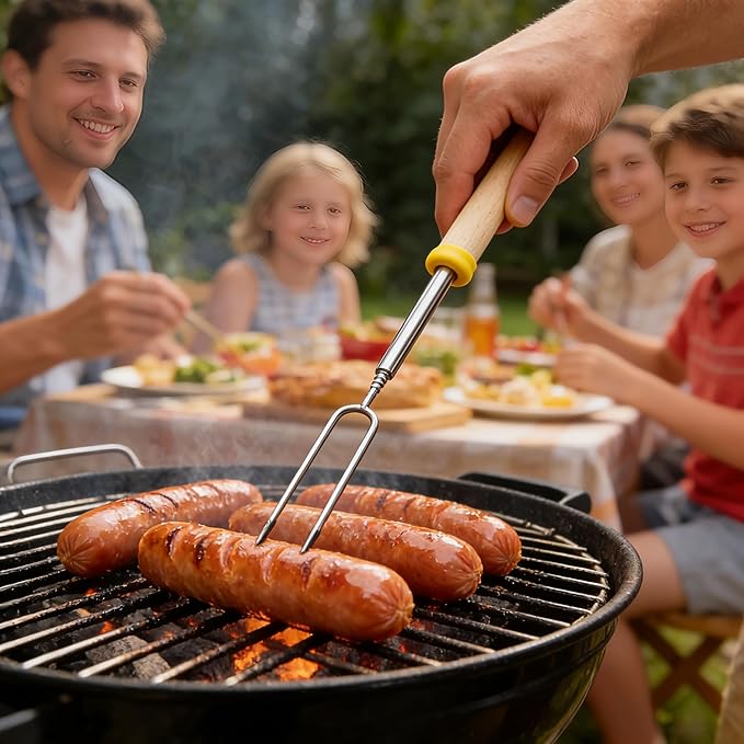 Telescoping Forks Smores Sticks for Fire Pit, 5 pcs S’mores Roasting Sticks for Camping, 6.3-11.4 Inch (4, 12.4-31.8 Inch)