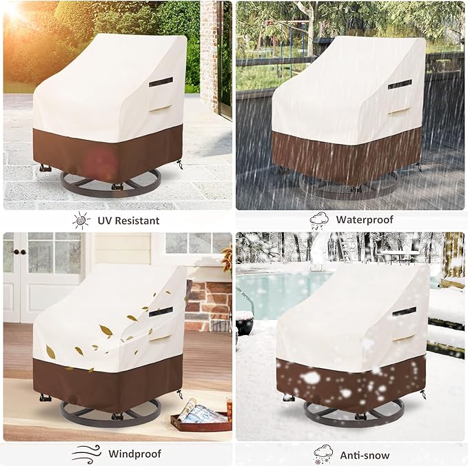 Patio Chair Covers Waterproof Patio Furniture Covers,33W x 37D x 38.5H Inches Outdoor Swivel Chair Cover 4 Pack -Beige
