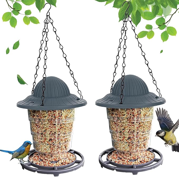Small Bird Feeder - Durable Plastic Design, Easy Fill & Clean, Attracts Finches & Songbirds, Great for Outdoor Use in Yards, Porches and Decks