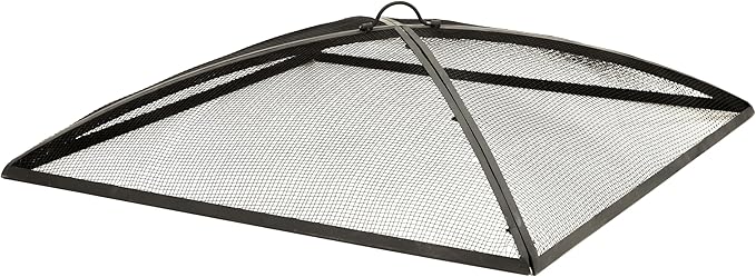 Sunnydaze Square Fire Pit Spark Screen - Outdoor Fire Pit Screen with Handle - Heavy-Duty Steel Metal Mesh - 30" Square