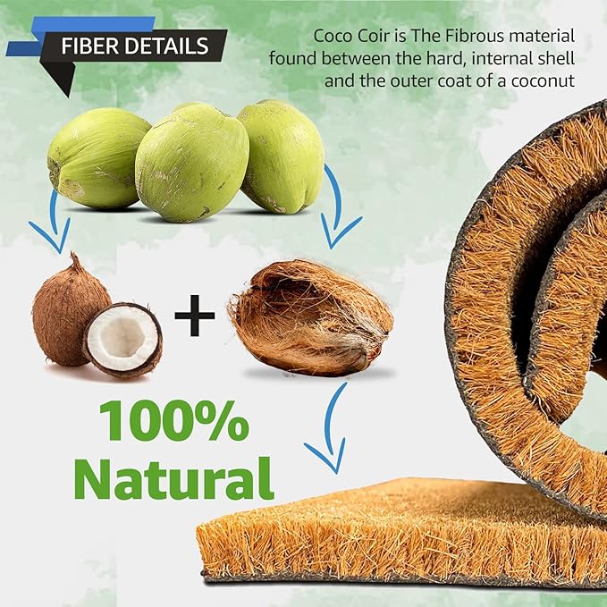 LuxUrux Welcome Mats Outdoor Coco Coir Doormat, with Heavy-Duty PVC Backing - Natural - Perfect Color/Sizing for Outdoor/Indoor uses. (17 x 36)