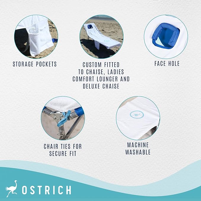 Ostrich Custom-Fitted Chaise Towel, Designed to Fit Chaise Lounge Chairs, Beach Chair Not Included