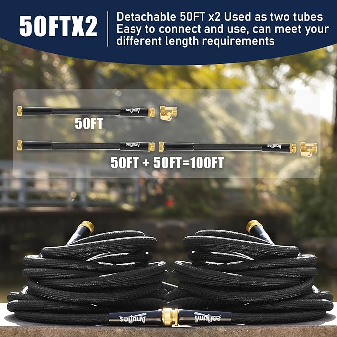 Garden Hose 100FT, Lightweight 3-Layer PVC Flexible Water Hose, No Kink, Leak-Resistant, High-Pressure with Metal Fittings, Durable for Outdoor, Gardening, Washing Cars, Easy to Store
