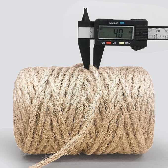 Vanhench Jute Rope 4mmX120FT, Rope for Crafts Projects Cat Scratcher Scratching Post Tree Gift Wrapping Arts & Crafts Home Decoration Packing Material Christmas Twine Bulk Heavy-Duty (Brown)