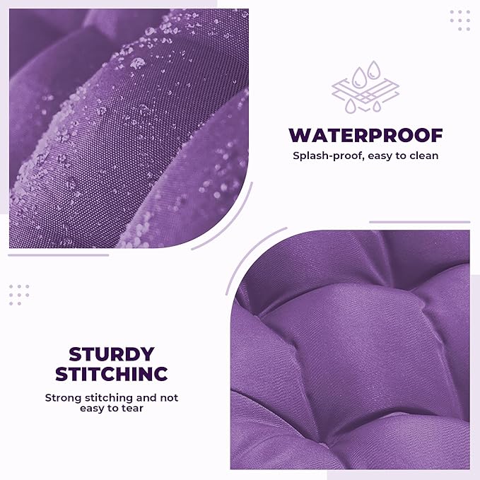 Wicker Chair Cushions of 5 Pieces, Waterproof Outdoor Loveseat Cushion for Wicker Furniture, 1 Love Seat Cushion, 2 U-Shape and 2 Lumbar Pillows for Patio Furniture (Purple)