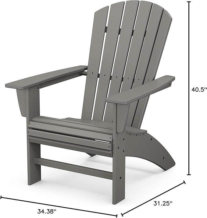 POLYWOOD Nautical Curveback Adirondack Chair, HDPE Outdoor Patio Furniture for Deck, Pool, Garden, Made in USA