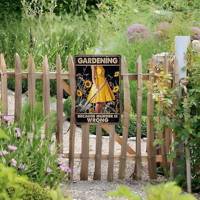 Garden Decor Outdoor Porch Decor Outdoor Metal Wall Art 12" x 8" Gardening Pots, Planters & Accessories,Gir Yellow Sign