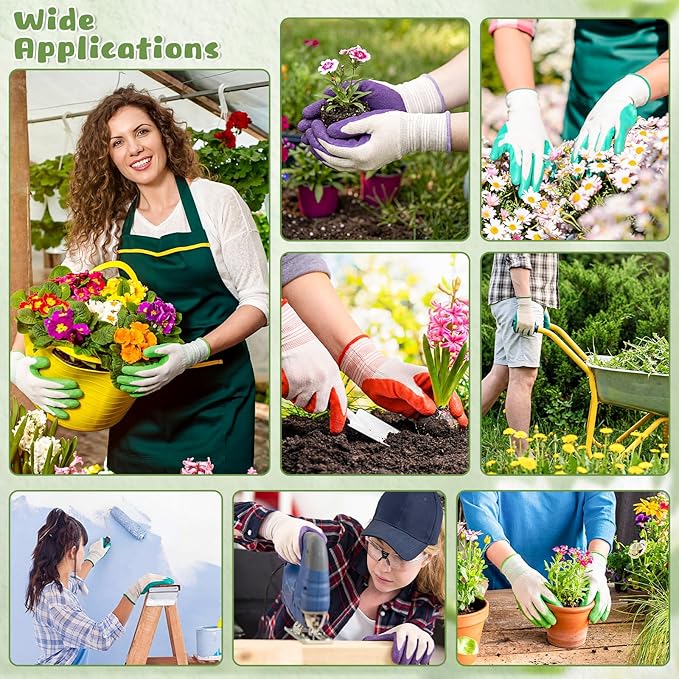 24 Pairs Gardening Gloves for Women Breathable Rubber Coated Garden Gloves Ladies Yard Protective Work with Grip for Outdoor Indoor Yard, General Purpose, 4 Colors