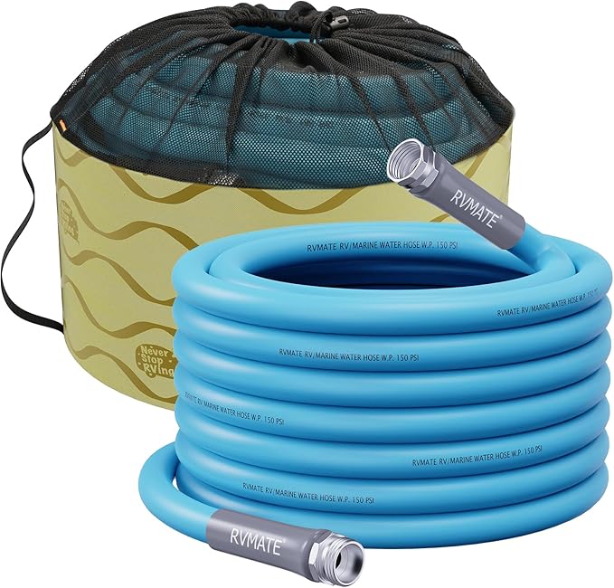 RVMATE RV Water Hose 75FT, 5/8” Inner Diameter Drinking Water Hose Lead-free, No Leaking Garden Hose For RV/Trailer/Camping, RV Accessories