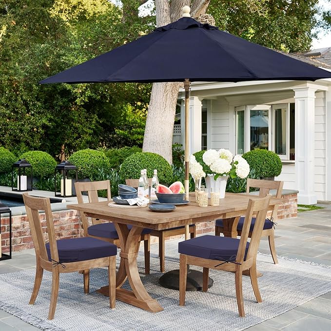 Topotdor Outdoor Chair Cushions Set of 2, 17"x16"x2" Waterproof Patio Chair Cushions for Outdoor Furniture, Round Corner Outdoor Seat Cushions Color Fastness Chair Pads with Ties, Blue