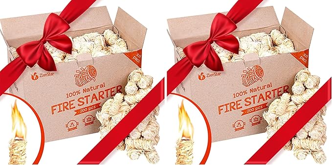 Zorestar Fire Starters XXL 200 pc - Firelighters for Indoor and Outdoor Use, Compatible with Solo Stove, Green Egg and Other Grills and BBQs - Box of 100% Waterproof Firestarters (Pack of 2)