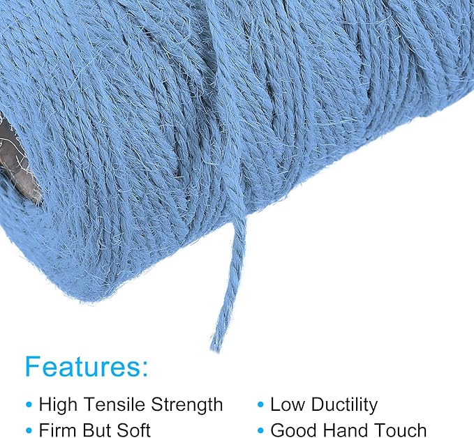 MECCANIXITY 328 Feet Garden Twine, 2mm Craft Jute Twine String Jute for Artwork, DIY Crafts, Gift Wrapping, Light Blue