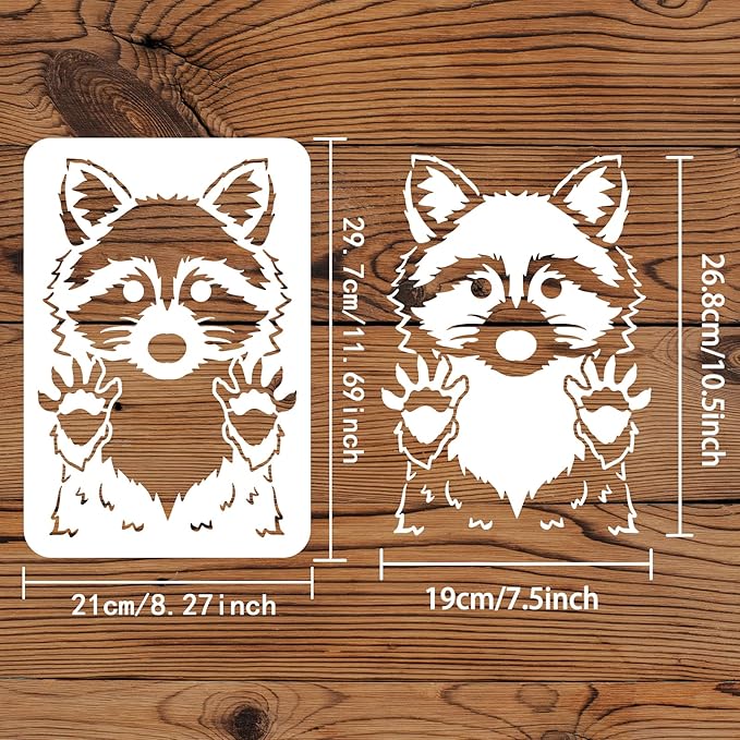 FINGERINSPIRE Raccoon Stencil 11.7x8.3inch Reusable Painting Template DIY Craft Woodland Animal Stencil for Wall, Floor, Furniture, Wood and Paper