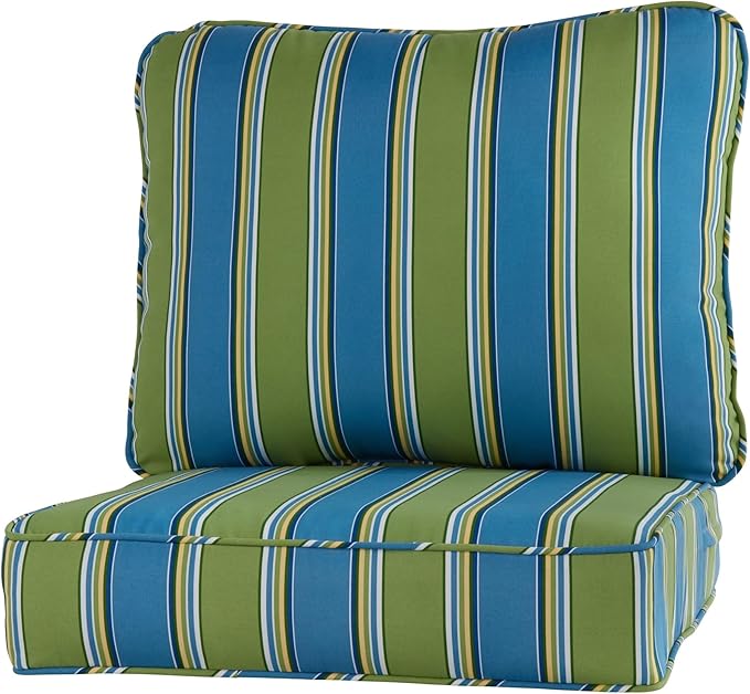 Greendale Home Fashions Outdoor Reversible 2-Piece Deep Seat Cushion Set, Belize Stripe