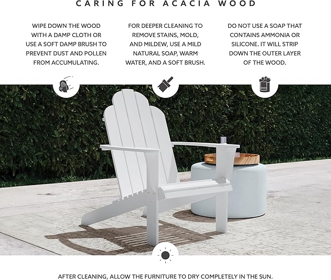 Linon White Adirondack Chair, 30.4" wx37.6 dx37.8 h