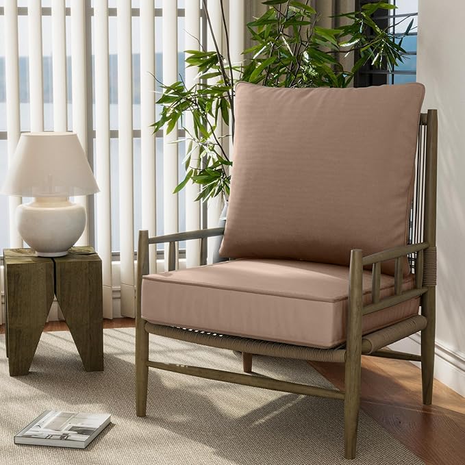 24" x 24" x 6" Outdoor Deep Seat Cushions Set - 4 Set Waterproof & Fade Resistant Patio Furniture Replacement Cushions, Non-Slip Outdoor Cushions Fit Loveseats, Couches, Chairs, and Sofas.