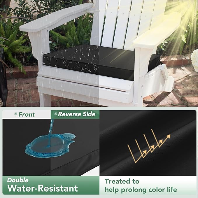 Outdoor Chair Cushions Set of 2: Waterproof & Fade Resistant Seat Cushion for Patio Furniture - 18.5 x 16 x 2 Inch Chair Pads with Ties and Hidden Zipper - Patio Chair Cushion Replacement, Black