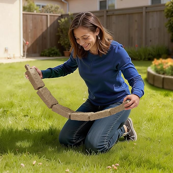 VEVOR Faux Stone Landscape Edging, No Dig Garden Edging Border, Flexible Blocks for Lawn Edging, Flower Beds, Driveway, Yards with 12 Spikes, 4 Pack 24 Bricks 16FT Kit, 46.5" Lx 3.7" W x 2.2" H, Beige