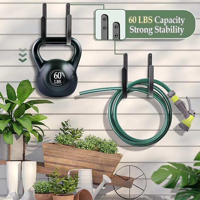 Garden Hose Holder Outside: 4 Pack Wall UNT Water Hose Hanger Organizer Outdoor - Heavy Duty Rustproof Hanging Hose Rack Hook for 150FT Storage
