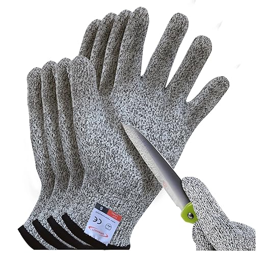 Cutting Gloves, 2 Pairs of Cut Resistant Gloves Food Grade, Cut Resistant Gloves for Kitchen, Oyster Shucking, Fish Fillet Processing, Carving Wood and Gardening(Medium-Grey)