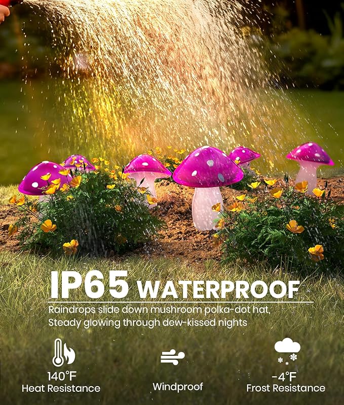 Solar Mushroom Lights Outdoor 9 Pack, Garden Outdoor Decor, 8 Lighting Modes, IP65 Waterproof, Crystal-Clear Fairy Decoration for Pathway/Yard/Flower Bed/Patio/Landscape/Backyard/Dwarf, String 30 FT