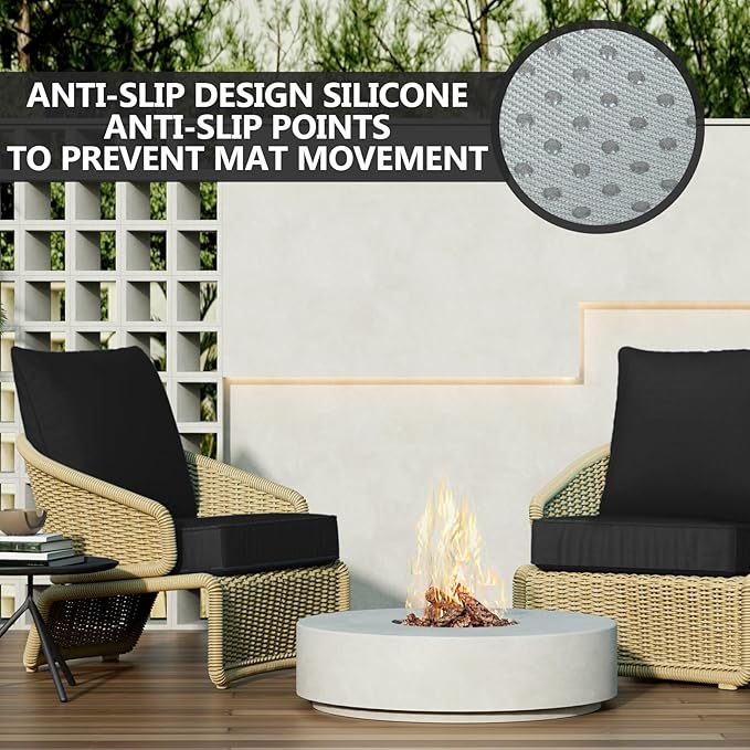 22" x 22" x 6" Outdoor Deep Seat Cushions Set - 4 Set Waterproof & Fade Resistant Patio Furniture Replacement Cushions, Non-Slip Outdoor Cushions Fit Loveseats, Couches, Chairs, and Sofas
