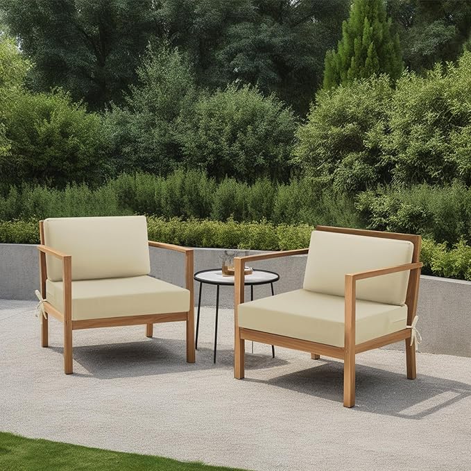 idee-home Outdoor Cushions for Patio Furniture, Outdoor Seat Cushion, Waterproof Hampton Bay Deep Seat Replacement Couch Chair Cushions for Garden Lawn Backyard Deck, 28.5 x 28.5 Beige