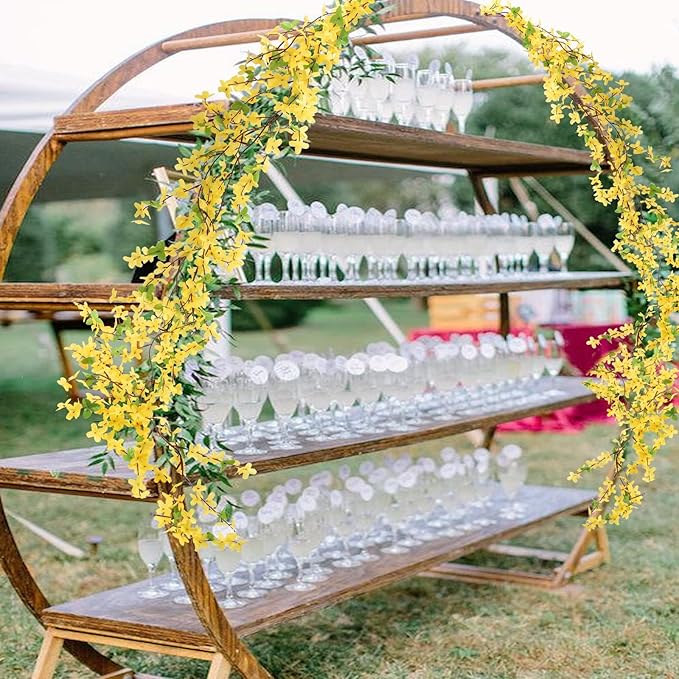 4pcs 23.6ft Forsythia Garland Artificial Flower Garlands Spring Garland for Mantle Fake Hanging Flower Vines Home Wall Home Party Wedding Indoor Outdoor Bedroom Wedding Decoration