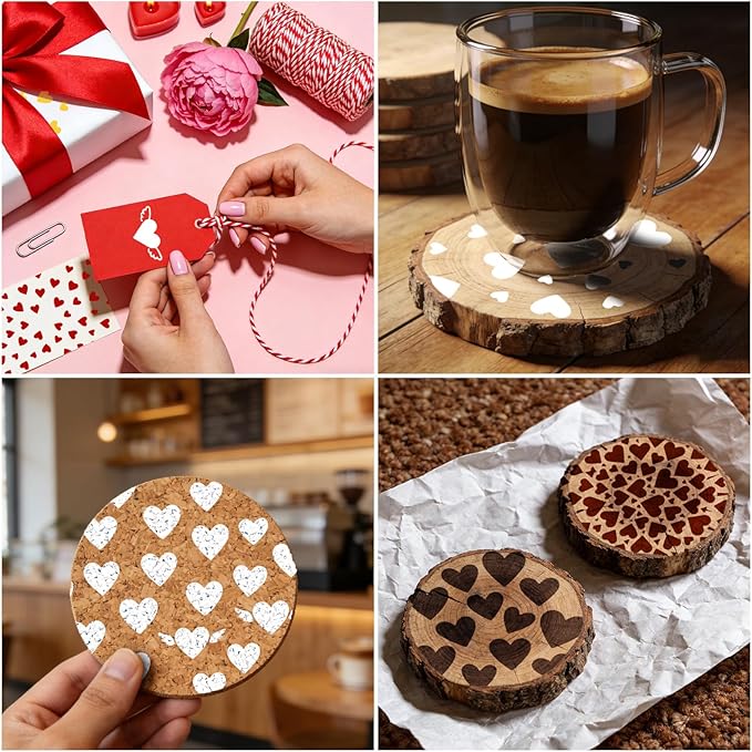30 Pcs Heart Stencils, Reusable Love Geometric Stencils for Painting on Wood Floor Wall Rock Garden Furniture Canvas Scrapbook Paper Fabric Pillows Card Making DIY Home Decor