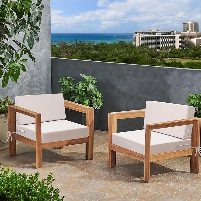 idee-home Outdoor Cushions for Patio Furniture, Outdoor Seat Cushion, Waterproof Couch Hampton Bay Deep Seat Replacement Chair Cushions for Garden Lawn Backyard Deck, 26.5 x 26.5