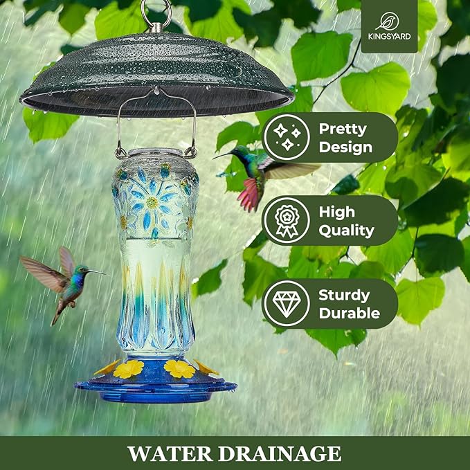 Kingsyard 11 Inch Metal Weather Protective Dome, Large Rain Guard Cover, Hanging Baffle for Outdside Bird Feeders, Rust Proof & Easy to Clean, Green