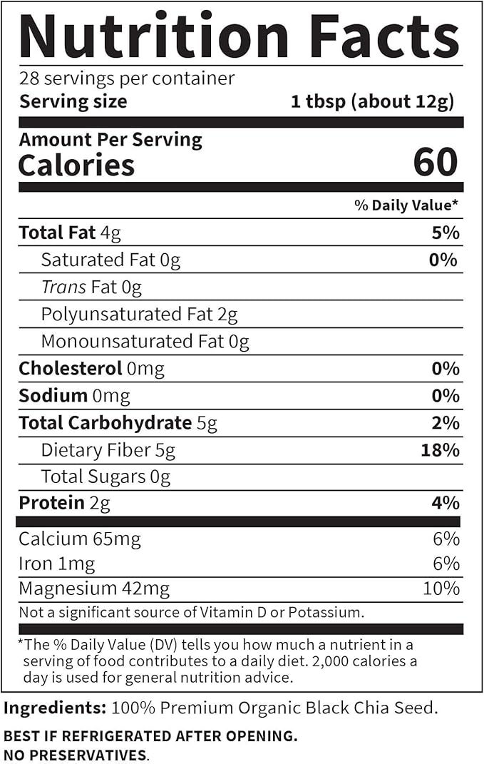 Garden of Life Chia Seeds 100% Organic for Smoothies, Pudding - Raw Organics Whole Seed Foods with Omega 3 Superfood, Fiber, Keto Friendly, Non-GMO, Gluten Free - Vegan Egg Substitute, 28 Servings