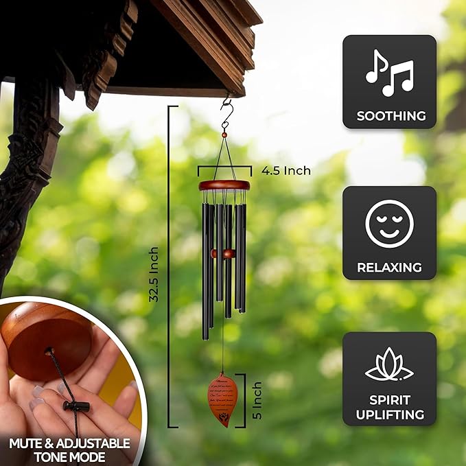Pet Memorial Wind Chimes For Dogs - 32.5" Pet Remembrance Wind Chime - Dog Memorial Gifts For Loss Of Dog - Prime Bereavement Gift Idea For Loss Of Cat Sympathy Gift - Bereavement Gifts Dogs