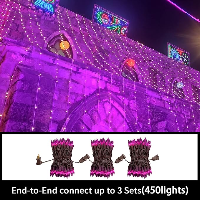 LAMPHOME Purple Christmas String Lights, 300 Mini Fairy Lights 63.8ft(2pk of 150L) Set, Brown Wire Halloween Holiday Décor for Home, Christmas Tree, Bedroom, Patio, Wedding