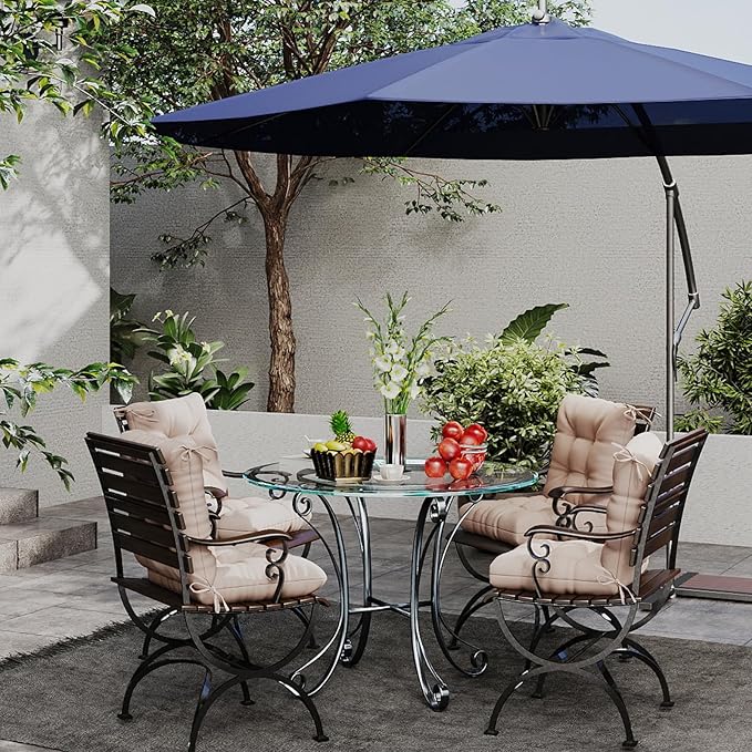 Outdoor Chair Cushion, 42x21x4 Inch Patio Cushions for Dining/Rocking Chairs, High Back Soft Seat Pad with Ties, Indoor Outside Use, Fade-Resistant & Waterproof, Beige