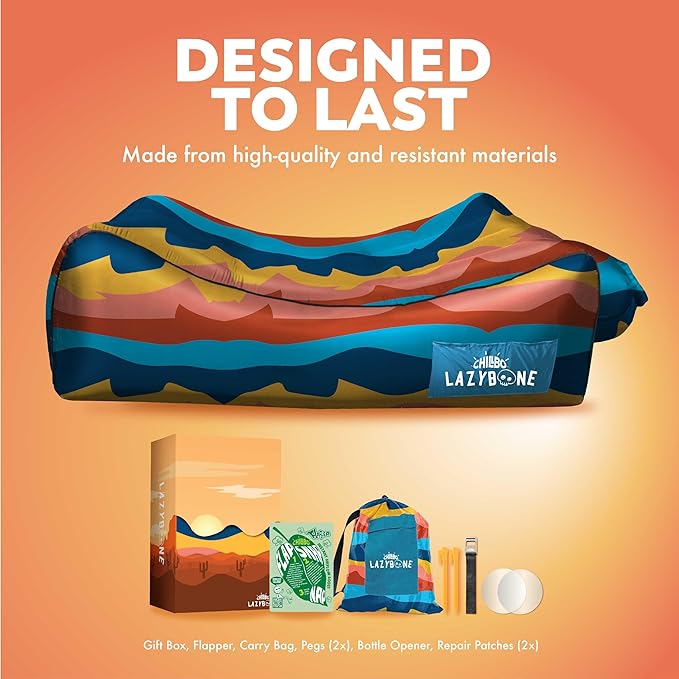 Chillbo Lazybone Inflatable Lounger - Ultimate Inflatable Couch for Maximum Chill - The Perfect Blow Up Couch for Music Festivals Or Lounger for Camping