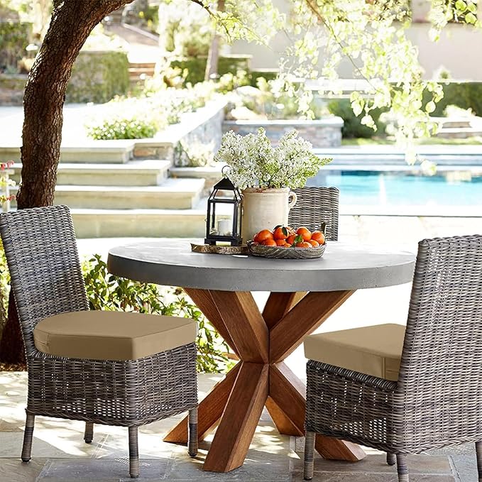 idee-home Outdoor Chair Cushions Set of 2, Thick 19" x 19" x 2" Outdoor Seat Cushions Patio Furniture Waterproof with Ties, Dining Pads
