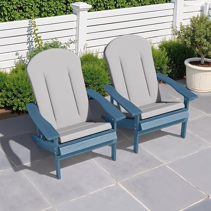 Crestlive Products 50x20 Inch Adirondack Chair Cushions Set of 2 Outdoor Rocking Chair Cushions Water Resistant High Back, Light Gray