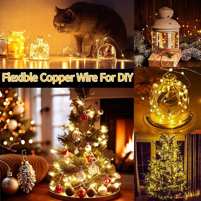 2 Pack Each 132 FT 400 LED Fairy Lights Plug In Christmas Lights Outdoor Decorations Waterproof String Lights with Timer 8 Modes Memory for Holiday Wedding Party Tree Wall Bedroom Garden-Warm White