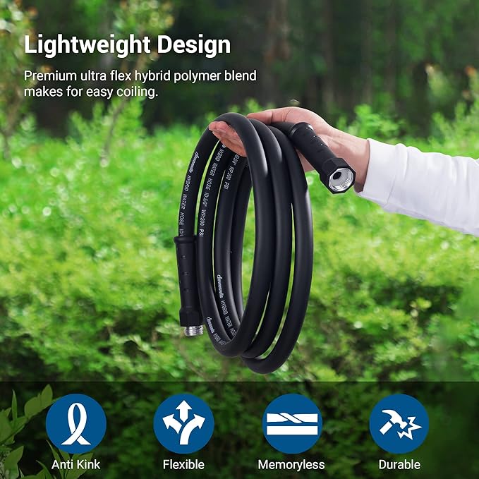 DEWENWILS Garden Hose 10 ft x 5/8", Water Hose with Swivel Handle, Heavy Duty, Lightweight, Flexible Hose for Plants, Car, Yard, 3/4 Inch Solid Fittings, Drinking Water Safe