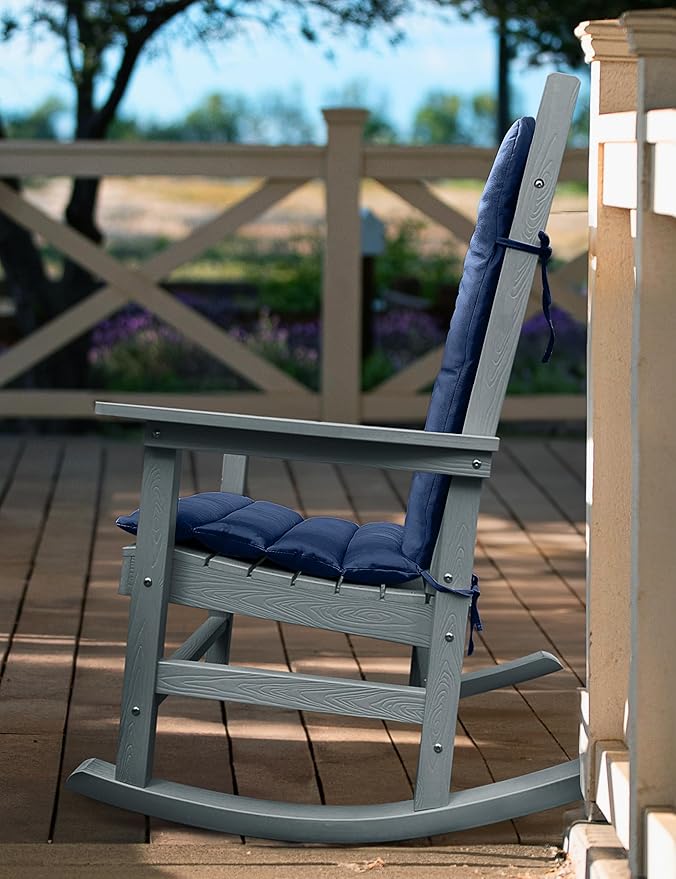 YEFU Adirondack Chair Cushion, Rocking Chair Cushions with Straps, Folding Patio Chair Pad for Indoor and Outdoor, 19.7x18.9x1.5 Inch, Navy