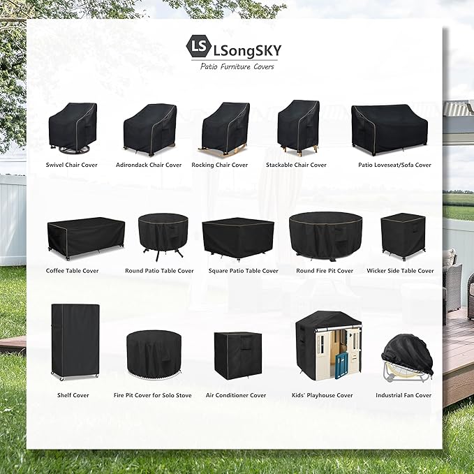 Outdoor Swivel Lounge Chair Cover 2 Pack,100% Waterproof Heavy Duty Outdoor Chair Covers,(33 W x 35 D x 38.5 H inches) Patio Furniture Cover for Swivel Patio Lounge Chair,Black