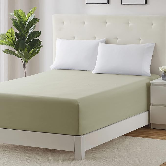 Clara Clark Deep Pocket Queen Fitted Sheet Fits up to 21 Inch Mattress - Super Soft Queen Fitted Sheet Only, Fade, Stain Resistant - Sage Green Fitted Sheet Queen Size,