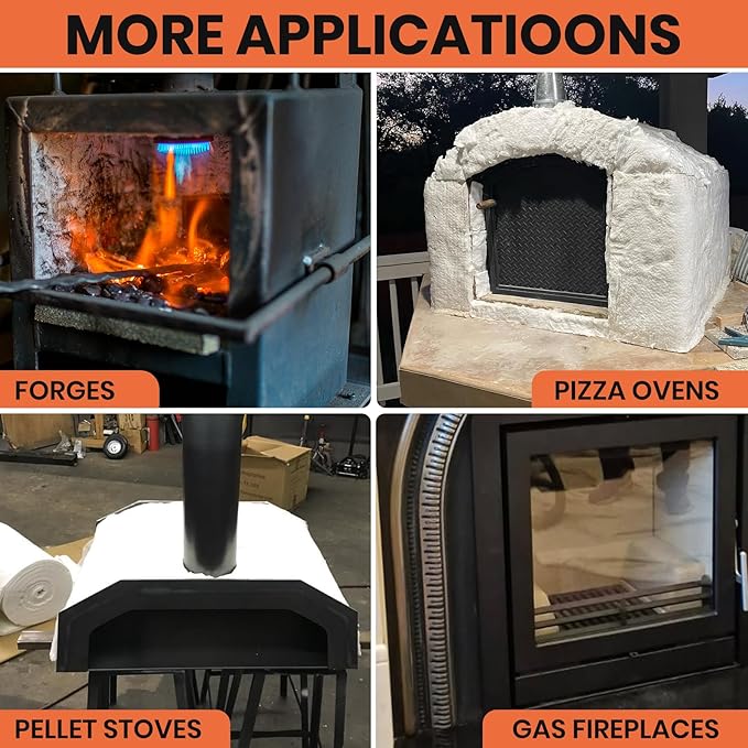 Ceramic Fiber Insulation, 31"x24"x1" Thick, 2600F Fireproof Insulation Blanket for Wood Stove Baffle, Fireplace, Pellet Stove, Chimney, Furnace, Boiler, Pizza Ovens and Forge